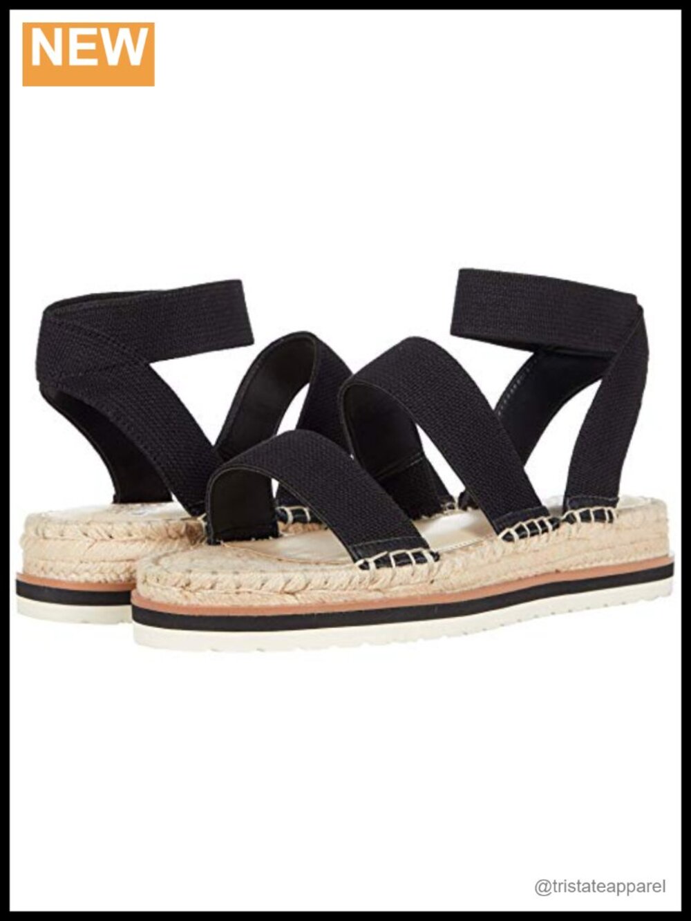 Jute Wrapped Flatform Sandal with Lined Elastic Straps, Ankle Strap, Padded